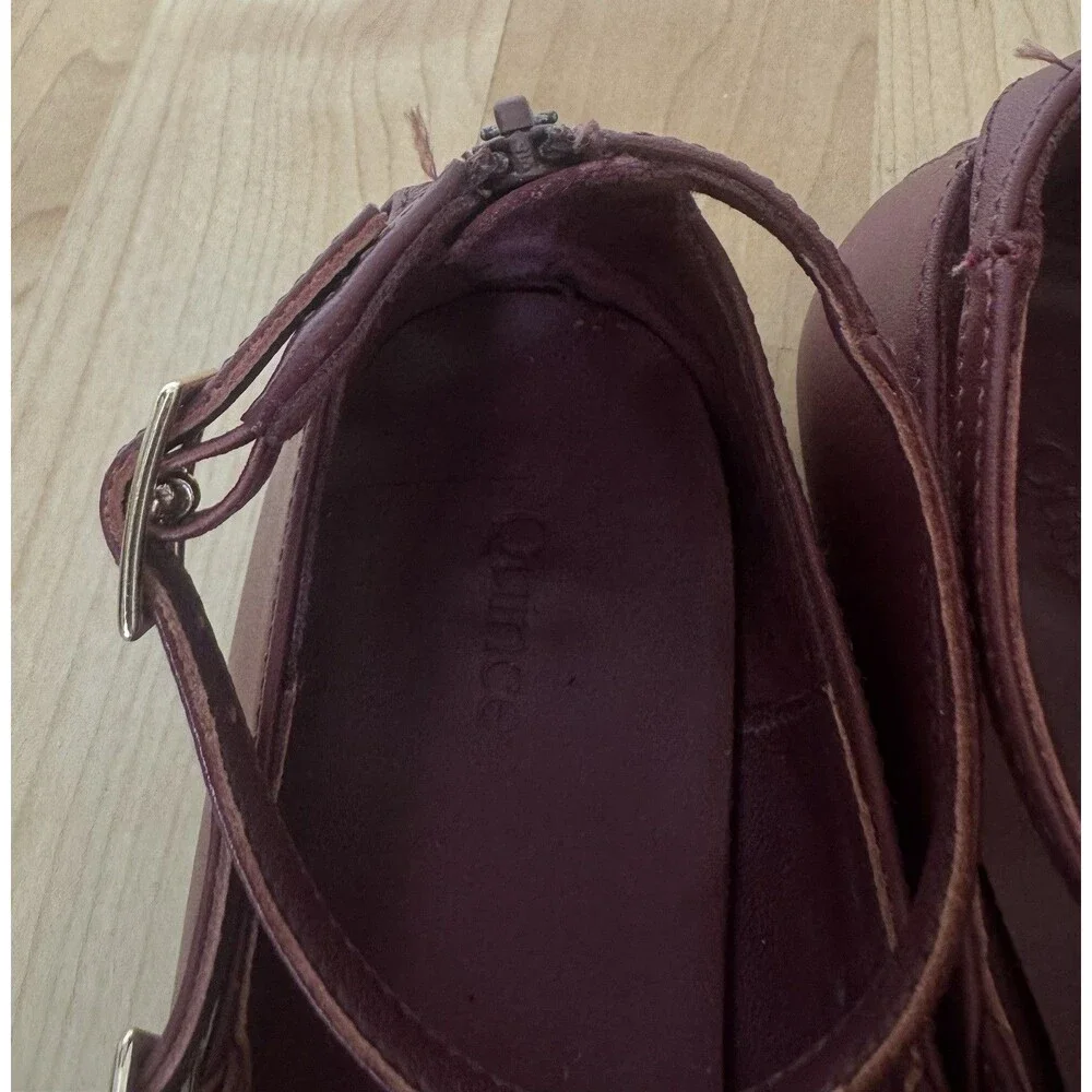 Quince Italian Leather Strappy Ballet Flat Shoes Size 7 Merlot